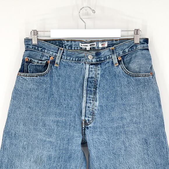 RE/DONE x Levi’s 70s Patchwork Mega Bell Bottom Jeans Blue Size 30 - Picture 3 of 7